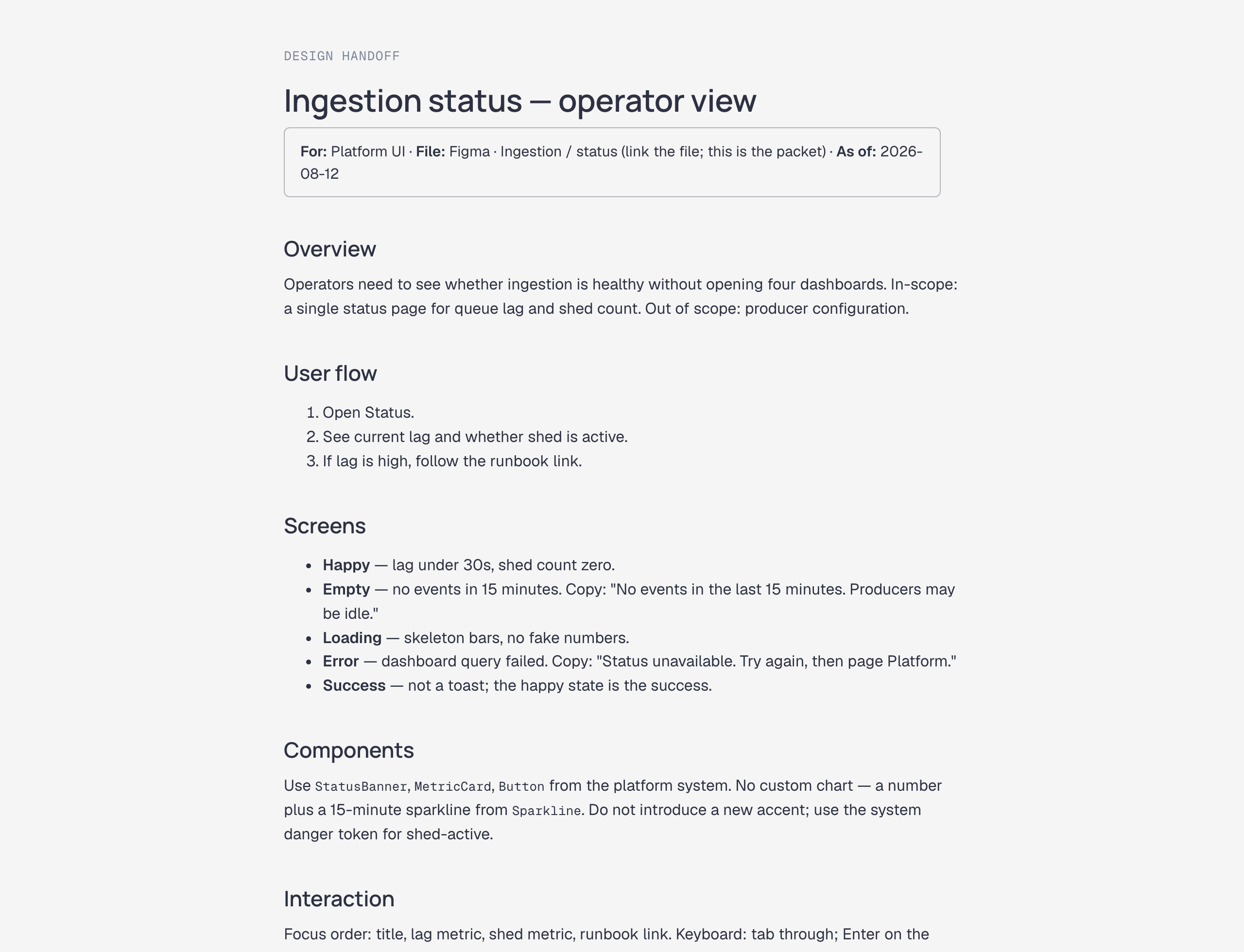 design-handoff: What do I build, in every state?